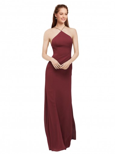 Sleeveless Halter Neck Open Back Soft Chiffon Sheath Formal Dress / Bridesmaid Dress Newcastle