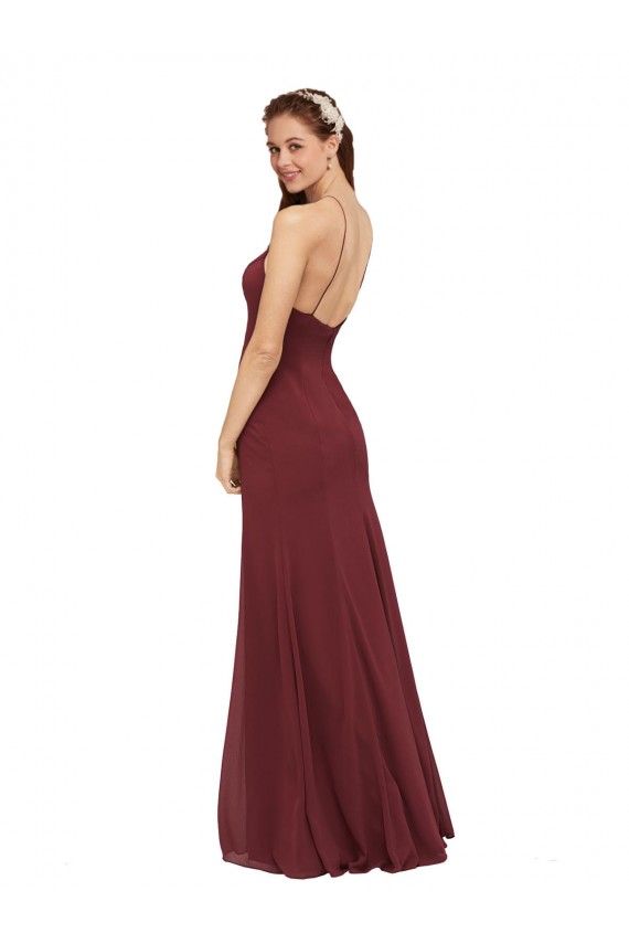 Sleeveless Halter Neck Open Back Soft Chiffon Sheath Formal Dress / Bridesmaid Dress Newcastle