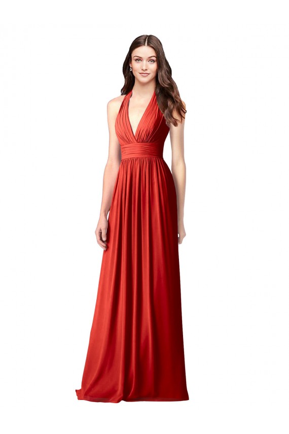 Sleeveless Halter Neck Open Back Soft Chiffon A-Line Bridesmaid Dress / Formal Dress Newcastle