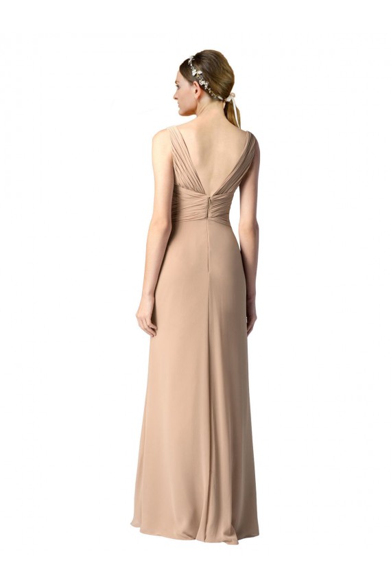 Sleeveless Red V-Neck V-Back Soft Chiffon Sheath Bridesmaid Dress Newcastle