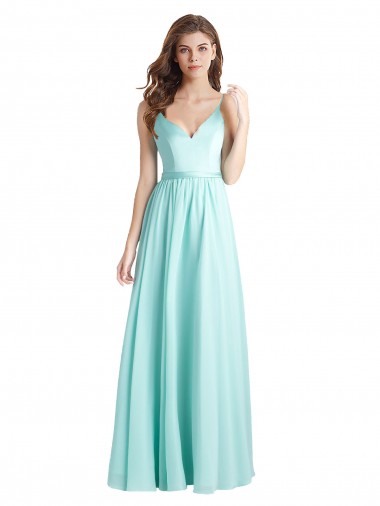Sleeveless V-Neck V-Back Soft Chiffon & Satin A-Line Bridesmaid Dress Newcastle