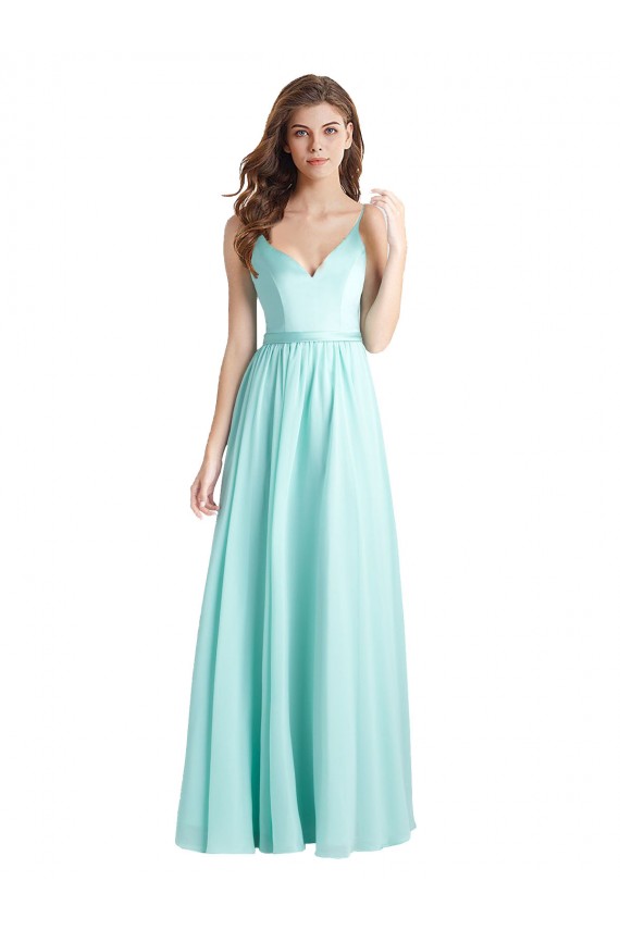 Sleeveless V-Neck V-Back Soft Chiffon & Satin A-Line Bridesmaid Dress Newcastle