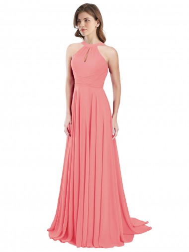 Sleeveless Halter Neck Criss Cross Back Chiffon A-Line Bridesmaid Dress / Evening Dress Newcastle