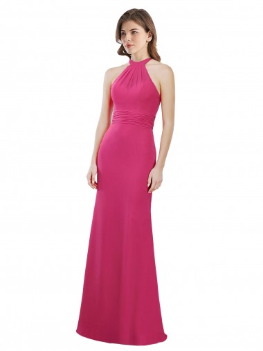 Sleeveless Halter Neck Criss Cross Open Back Soft Chiffon A-Line Bridesmaid Dress Newcastle