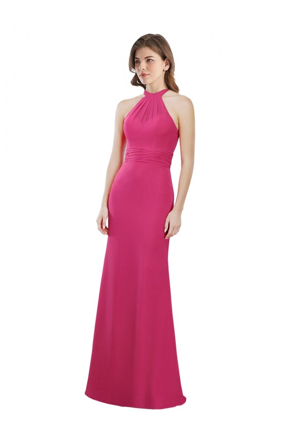 Sleeveless Halter Neck Criss Cross Open Back Soft Chiffon A-Line Bridesmaid Dress Newcastle