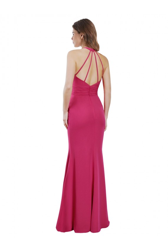 Sleeveless Halter Neck Criss Cross Open Back Soft Chiffon A-Line Bridesmaid Dress Newcastle