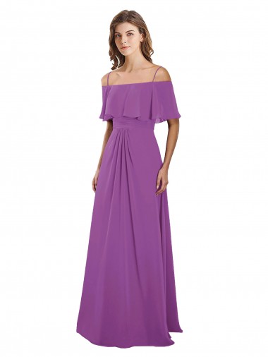 Flutter Sleeves Off the Shoulder Soft Chiffon A-Line Bridesmaid Dress Newcastle