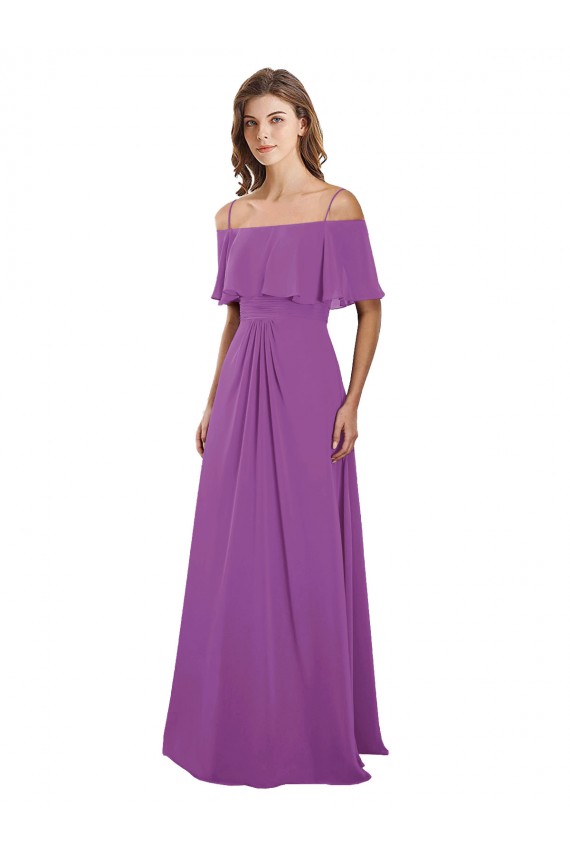 Flutter Sleeves Off the Shoulder Soft Chiffon A-Line Bridesmaid Dress Newcastle