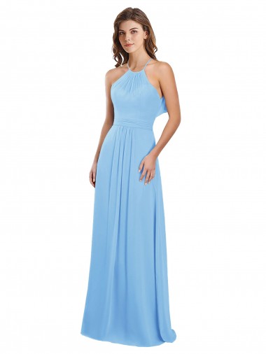 Sleeveless Halter Open Back Chiffon A-Line Bridesmaid Dress / Evening Dress Newcastle