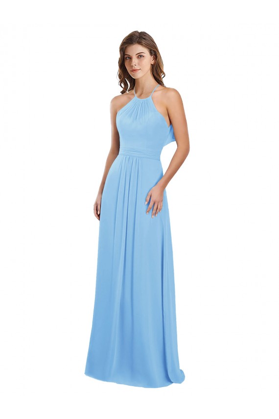 Sleeveless Halter Open Back Chiffon A-Line Bridesmaid Dress / Evening Dress Newcastle