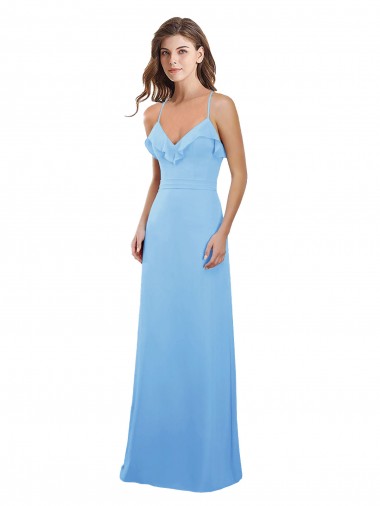 Sleeveless Periwinkle Spaghetti Straps Open Back Soft Chiffon A-Line Bridesmaid Dress Newcastle