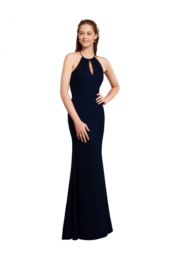 Sleeveless Halter Neck Criss Cross Open Back Soft Chiffon Mermaid Bridesmaid Dress Newcastle