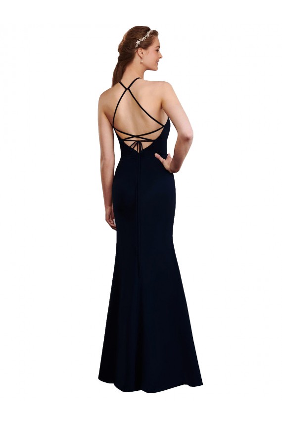 Sleeveless Halter Neck Criss Cross Open Back Soft Chiffon Mermaid Bridesmaid Dress Newcastle