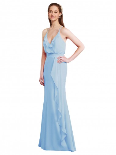 Sleeveless Spaghetti Straps Low Back Soft Chiffon Mermaid Bridesmaid Dress Newcastle