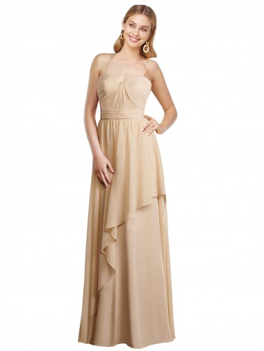 Sleeveless Spaghetti Straps Criss Cross Open Back Soft Chiffon A-Line Bridesmaid Dress Newcastle