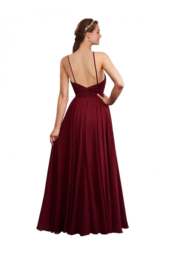 Sleeveless Spaghetti Straps Open Back Chiffon A-Line Bridesmaid Dress / Evening Dress Newcastle
