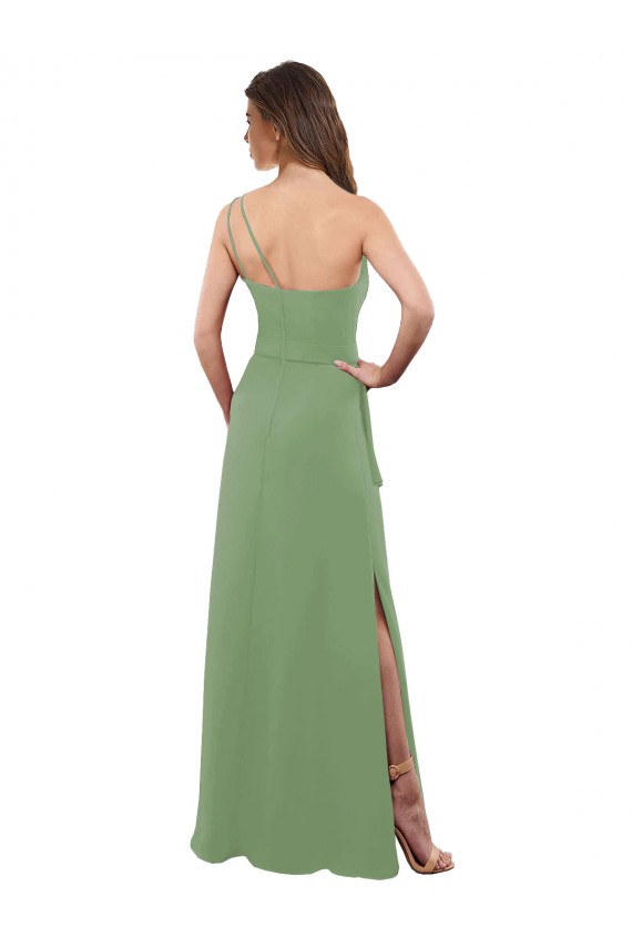 Sleeveless Seagrass One Shoulder Soft Chiffon A-Line Bridesmaid Dress Newcastle