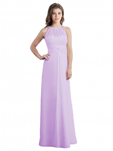 Sleeveless Halter Neck Keyhole Back Soft Chiffon A-Line Bridesmaid Dress / Formal Dress Newcastle
