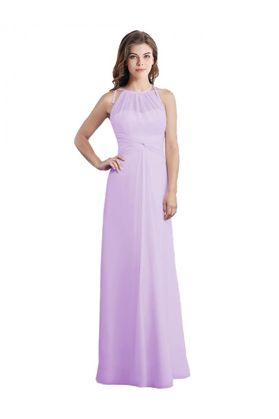 Sleeveless Halter Neck Keyhole Back Soft Chiffon A-Line Bridesmaid Dress / Formal Dress Newcastle