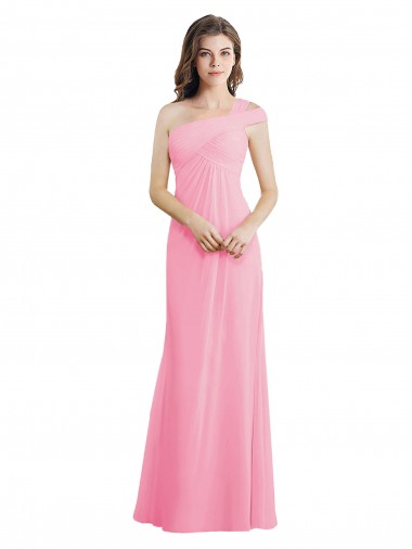 Sleeveless Barely Pink One Shoulder Chiffon A-Line Bridesmaid Dress Newcastle