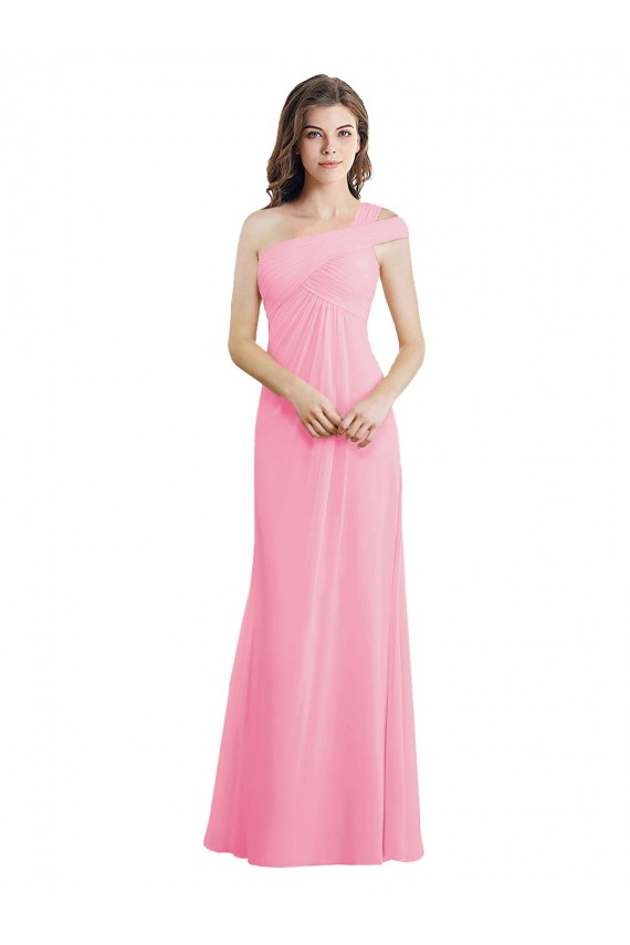Sleeveless Barely Pink One Shoulder Chiffon A-Line Bridesmaid Dress Newcastle