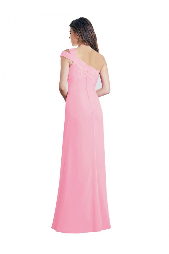 Sleeveless Barely Pink One Shoulder Chiffon A-Line Bridesmaid Dress Newcastle