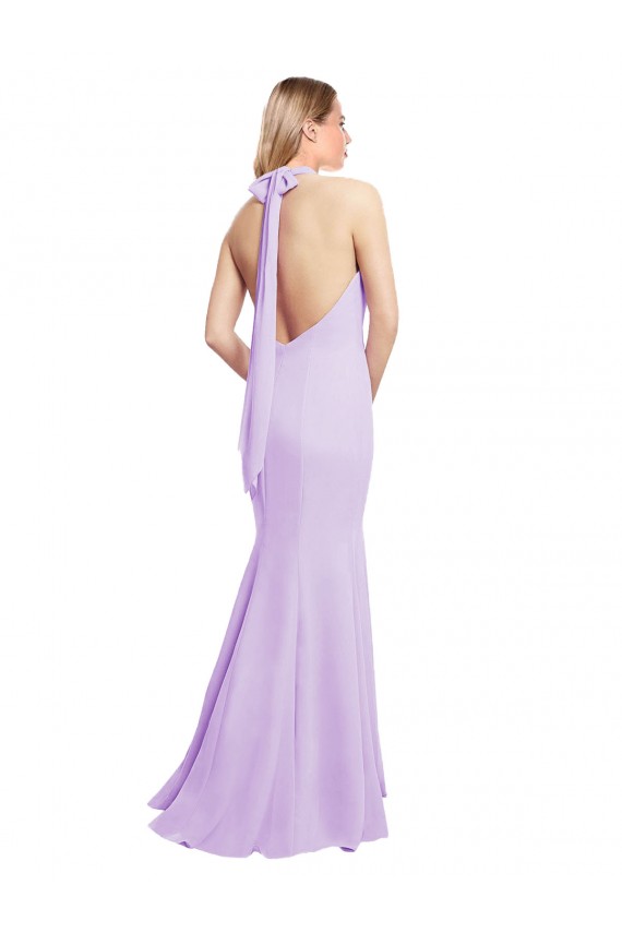 Sleeveless Halter Neck Open Back Soft Chiffon Mermaid Bridesmaid Dress Newcastle