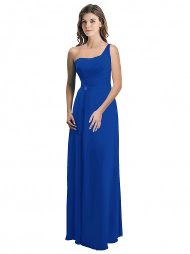 Sleeveless One Shoulder Low Back Soft Chiffon A-Line Bridesmaid Dress Newcastle