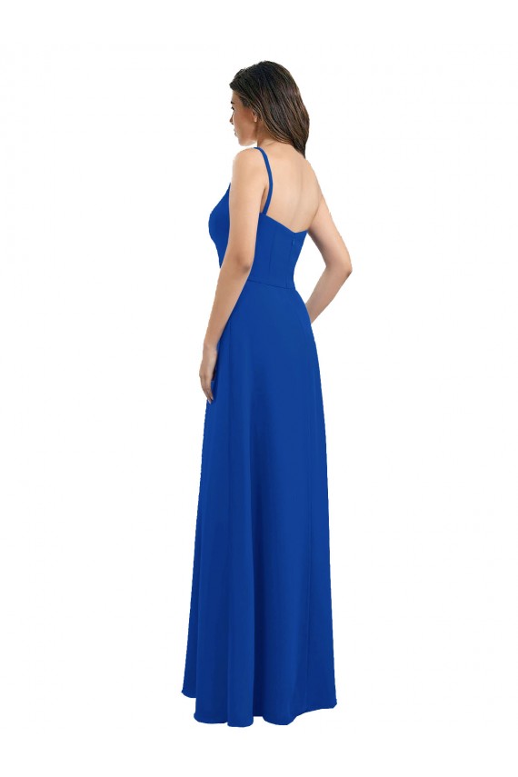 Sleeveless One Shoulder Low Back Soft Chiffon A-Line Bridesmaid Dress Newcastle