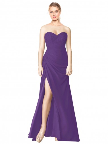 Sleeveless Plum Purple Sweetheart Low Back Soft Chiffon A-Line Bridesmaid Dress Newcastle