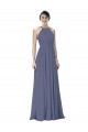 Sleeveless Silver Stone Halter Neck Open Back Soft Chiffon A-Line Formal Dress / Bridesmaid Dress Newcastle