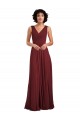 Sleeveless Burgundy V-Neck V-Back Soft Chiffon A-Line Bridesmaid Dress Newcastle