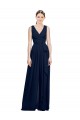 Sleeveless Dark Navy V-Neck Chiffon A-Line Wedding Party Dress Newcastle