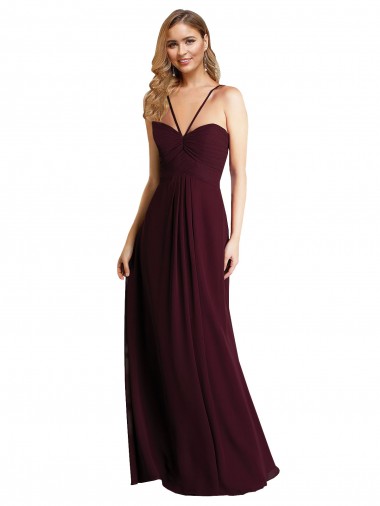 Sleeveless Spaghetti Straps Open Back Chiffon A-Line Wedding Party Dress Newcastle