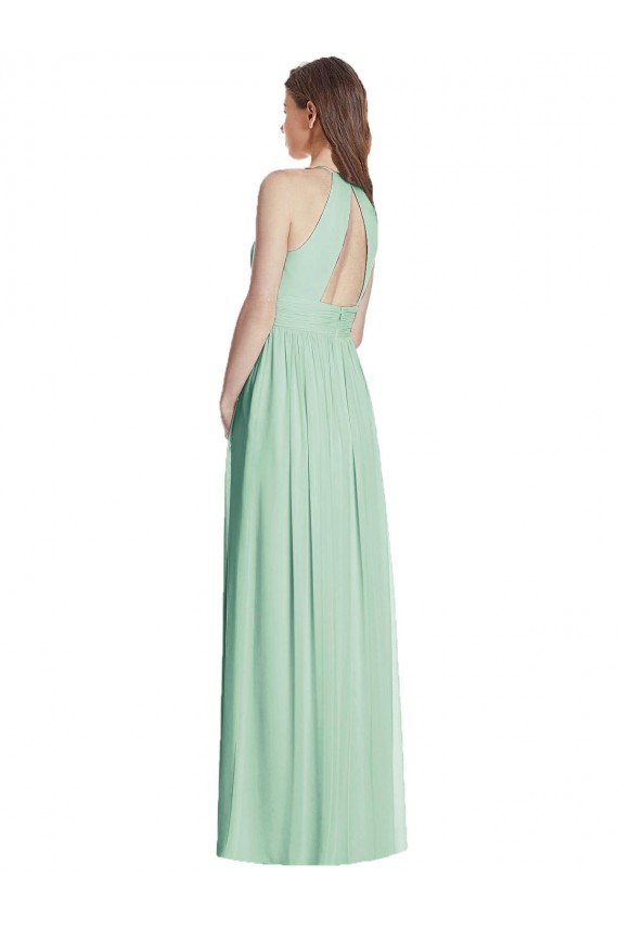 Sleeveless Halter Neck Open Back Soft Chiffon A-Line Semi Formal Evening Dress / Bridesmaid Dress Newcastle
