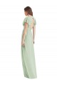 Flutter Sleeves V-Neck Open Back Soft Chiffon Trumpet Bridesmaid Dress Newcastle