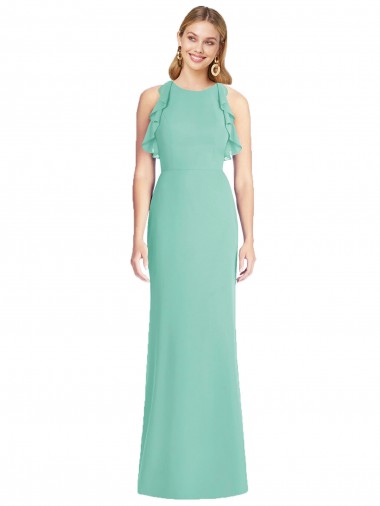 Sleeveless Jewel Neck Open Back Soft Chiffon Mermaid Bridesmaid Dress Newcastle