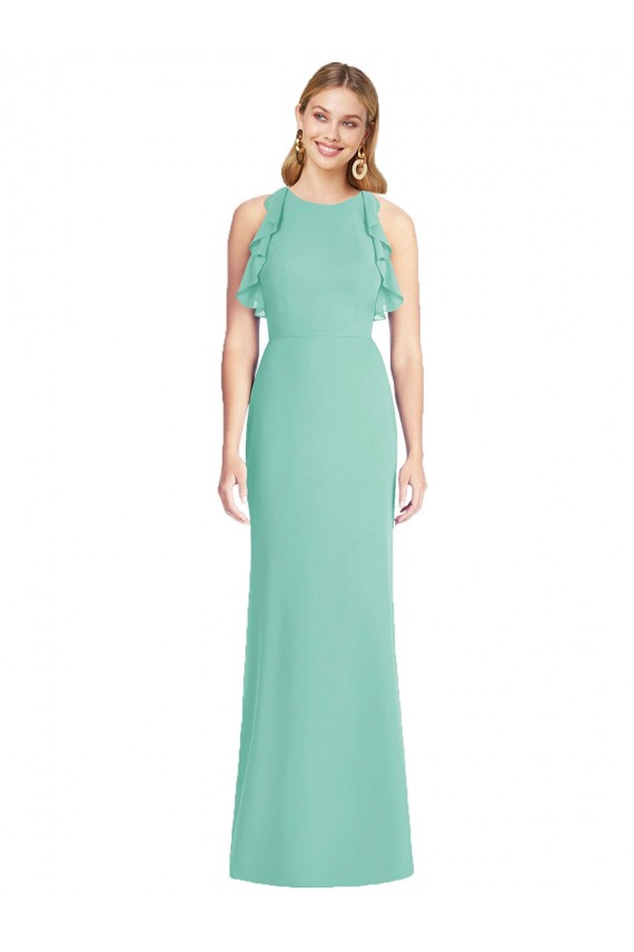 Sleeveless Jewel Neck Open Back Soft Chiffon Mermaid Bridesmaid Dress Newcastle