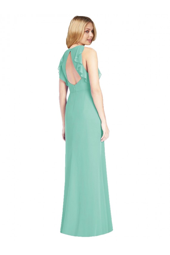 Sleeveless Jewel Neck Open Back Soft Chiffon Mermaid Bridesmaid Dress Newcastle