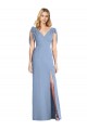 Sleeveless Dusty Blue V-Neck V-Back Soft Chiffon Mermaid Bridesmaid Dress Newcastle