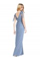 Sleeveless Dusty Blue V-Neck V-Back Soft Chiffon Mermaid Bridesmaid Dress Newcastle