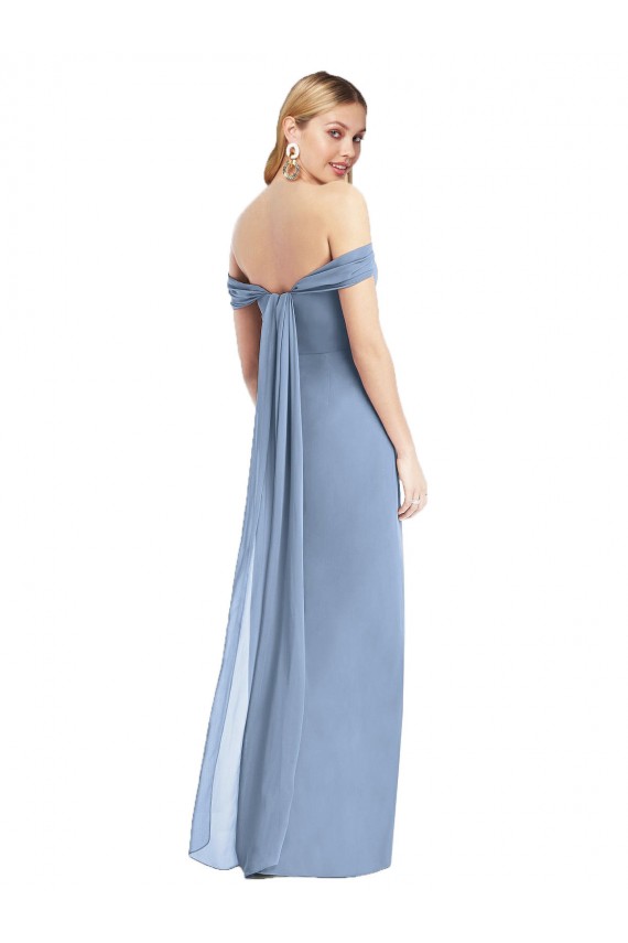 Sleeveless Off the Shoulder Low Back Soft Chiffon Mermaid Semi Formal Evening Dress / Bridesmaid Dress Newcastle