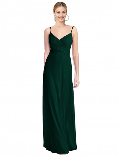 Sleeveless Ever Green Spaghetti Straps Low Back Soft Chiffon A-Line Bridesmaid Dress Newcastle