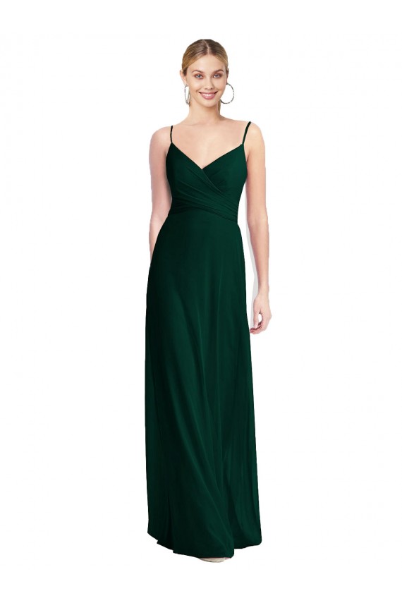 Sleeveless Ever Green Spaghetti Straps Low Back Soft Chiffon A-Line Bridesmaid Dress Newcastle