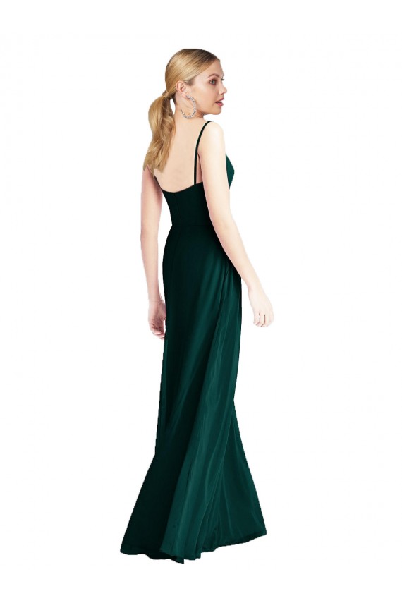 Sleeveless Ever Green Spaghetti Straps Low Back Soft Chiffon A-Line Bridesmaid Dress Newcastle