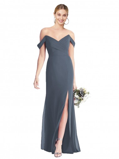 Sleeveless Off the Shoulder Low Back Soft Chiffon Trumpet Bridesmaid Dress Newcastle
