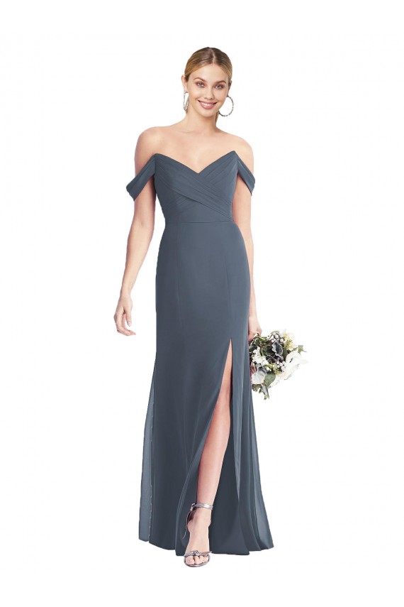 Sleeveless Off the Shoulder Low Back Soft Chiffon Trumpet Bridesmaid Dress Newcastle