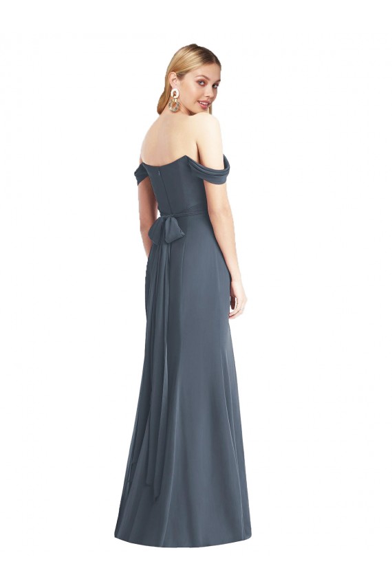 Sleeveless Off the Shoulder Low Back Soft Chiffon Trumpet Bridesmaid Dress Newcastle