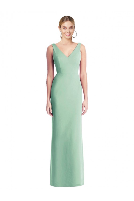 Sleeveless V-Neck Tie Back Soft Chiffon Trumpet Bridesmaid Dress Newcastle