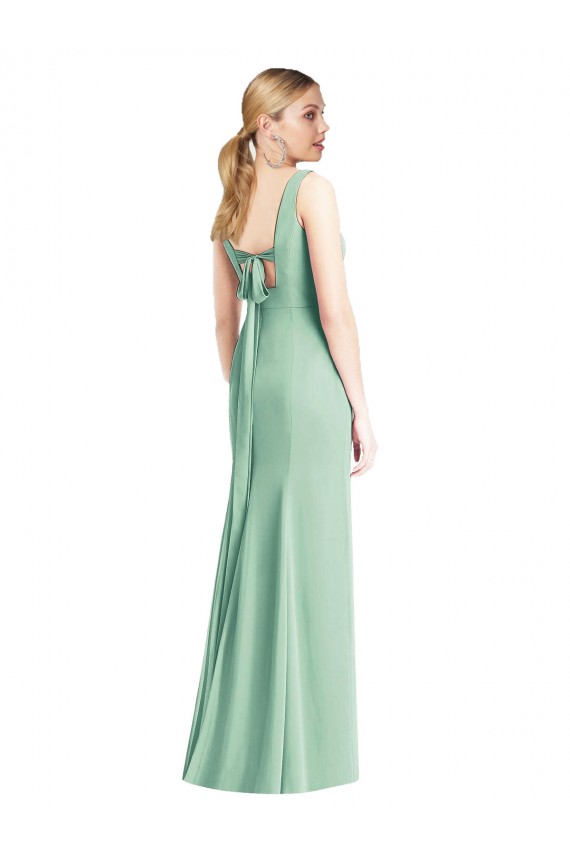 Sleeveless V-Neck Tie Back Soft Chiffon Trumpet Bridesmaid Dress Newcastle